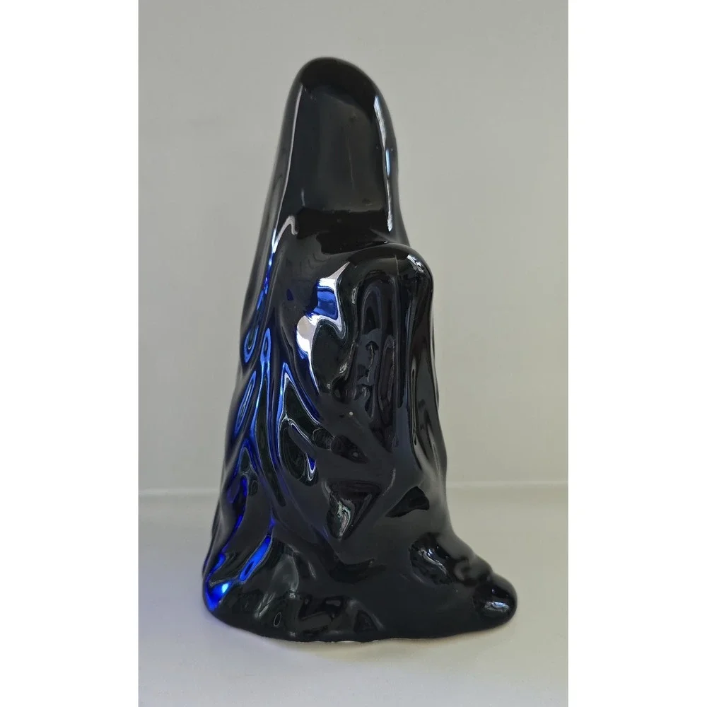 Halloween Ceramic Ghost Tea Light Holder‎ Black 9.25 In Heavy